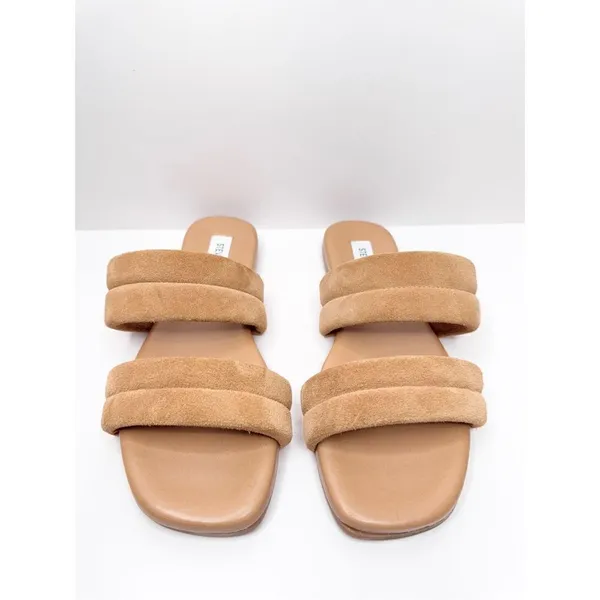 Steve Madden Sandals Womens Size 8 Tan Leather Double Strap Open Toe‎ - Image 4