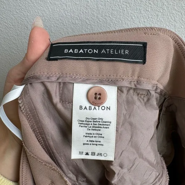 Aritzia Babaton Career Office Wear Slacks Trousers Straight Leg Size 6 Small Tan - Image 4
