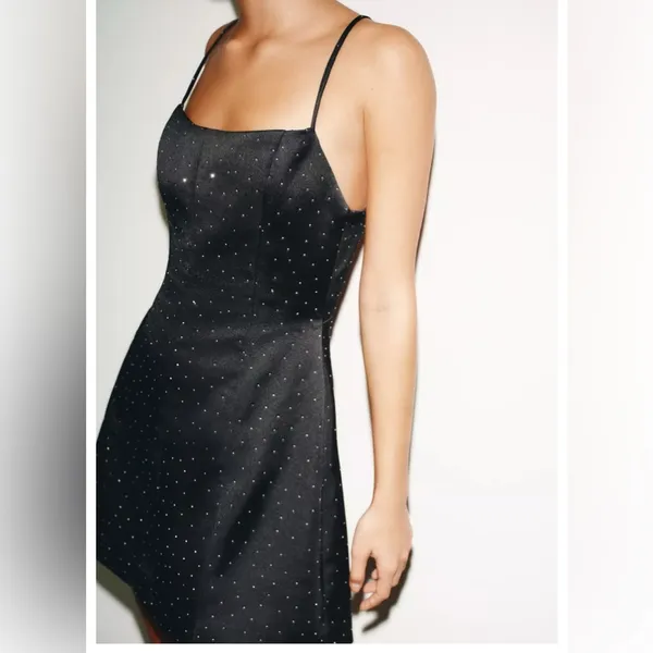 Zara RHINESTONE‎ SATIN EFFECT MINI DRESS - Image 3