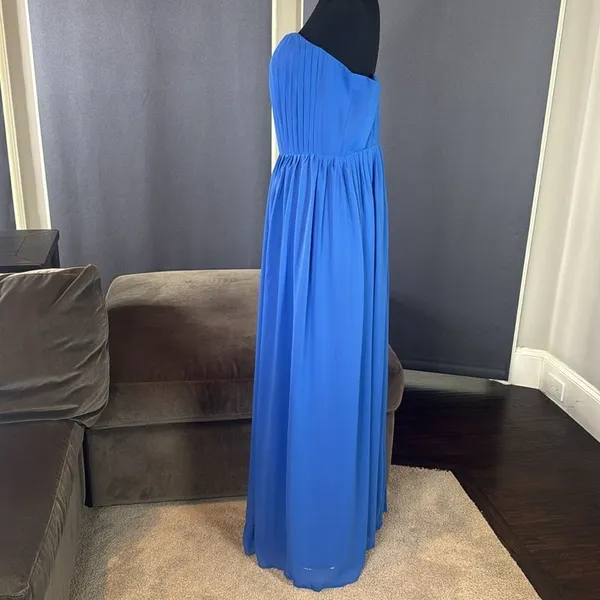 Women’s Blue Full Length Strapless Formal Dress Matching Shawl Size XL (14) NEW - Image 6