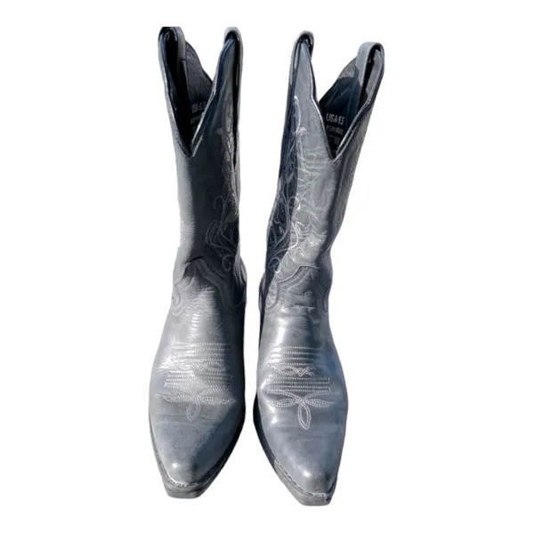 Sterling River 6.5 Gray Leather Cowgirl Western Boots Embroidered Mexico SRC 516 - Image 6