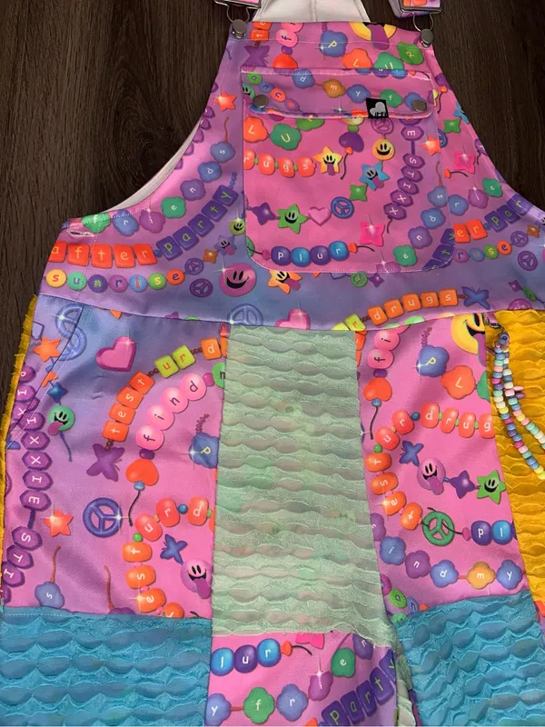 Iheartraves pastel color KANDI Trip overalls with chain - Image 11