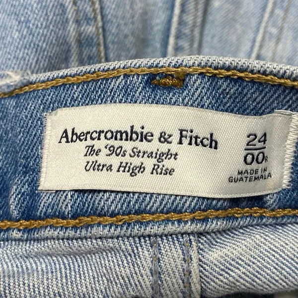 Abercrombie & Fitch 90s Straight Ultra High Rise Distressed Denim Jeans Pants 24 - Image 4