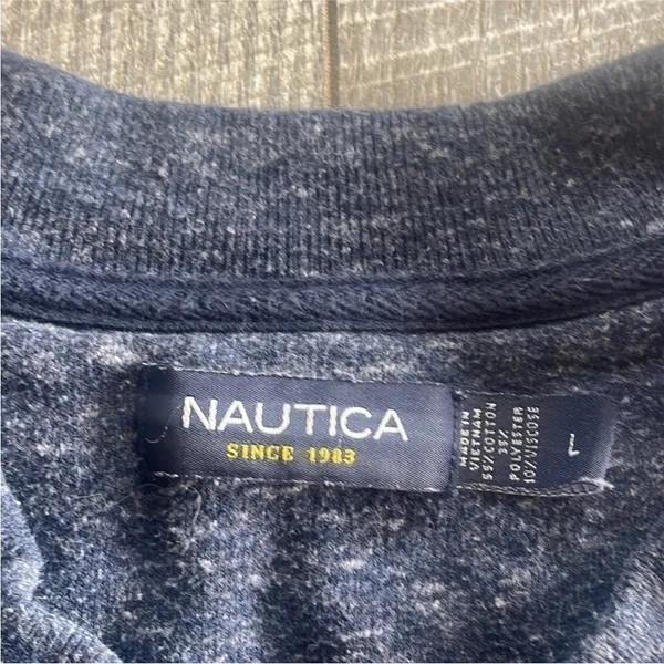 Nautica Size Large Navy Blue 1/4 Zip Pullover Shirt. - Image 4
