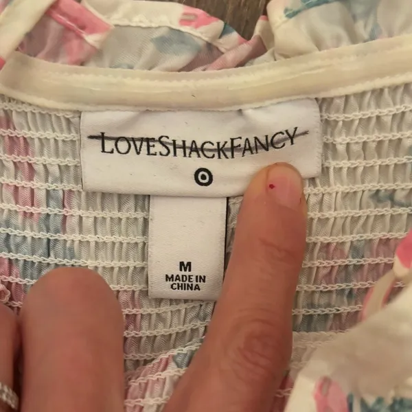 Love Shack Fancy Floral Tiered Dress with Pink Roses - Image 4