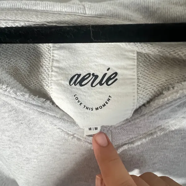 Aerie Sweatshirt Womens Medium Gray Oversized Hoodie Distressed - Image 3