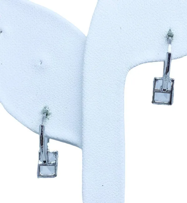 925 Clear CZ Lever Back Sterling Silver Earrings - Image 7