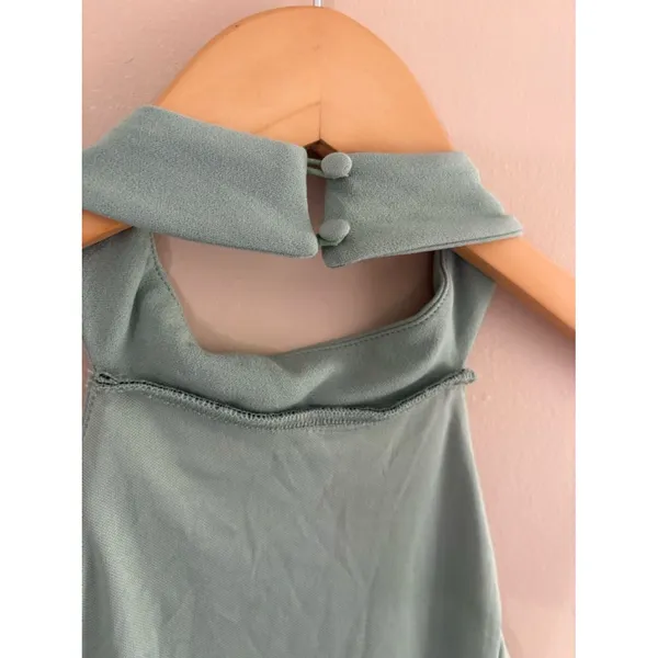 Lulus Majestic Perfection Sage Green Ruffled Halter Maxi Dress Size Medium Gala - Image 10