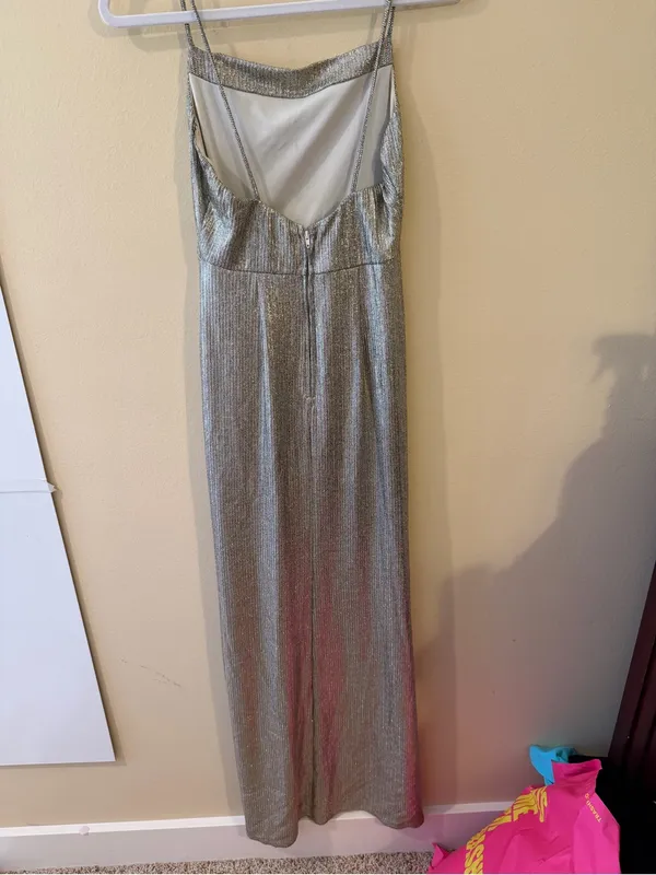 Speechless Metallic Gold Ruched Maxi Dress with Spaghetti Straps - Image 4
