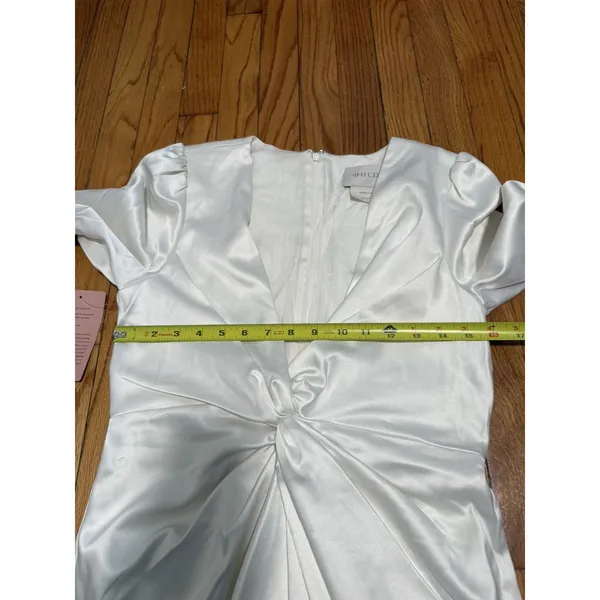 BHLDN Anthropologie NWT Maya‎ Twist Long Sleeve V-Neck Satin Bride Dress - Image 10