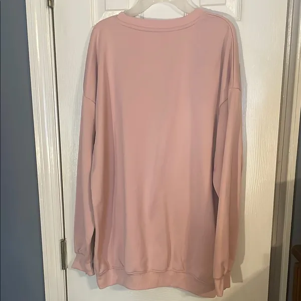 Oversized Pink Sweatshirt with Leopard Print Graphic Size XL - Image 3