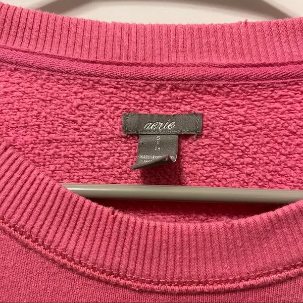 Aerie Pink Yellow Orange Stripe Crewneck - Image 4