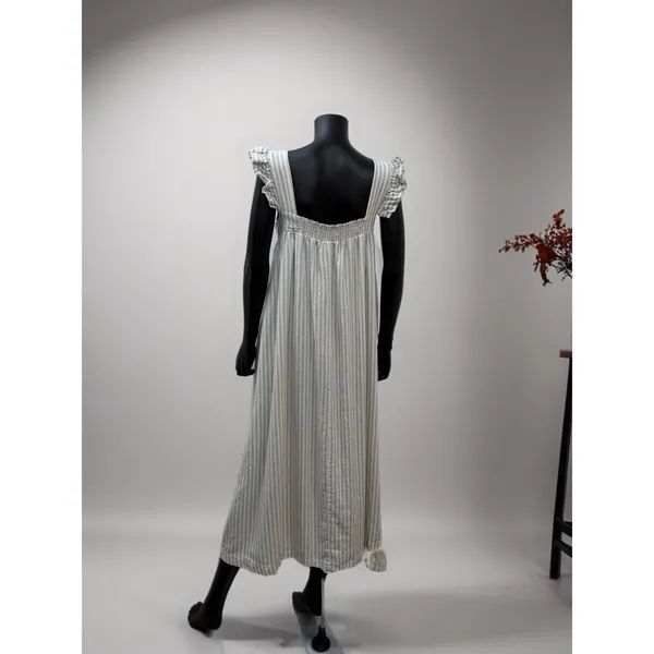 A New Day Linen Blend Striped Ruffle Sleeve Midi Dress‎ Size L - Image 4