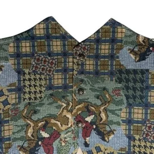 Wrapper Vintage Equestrian Tapestry Vest Womens Large Fox Hunt Plaid Made in USA - Image 7