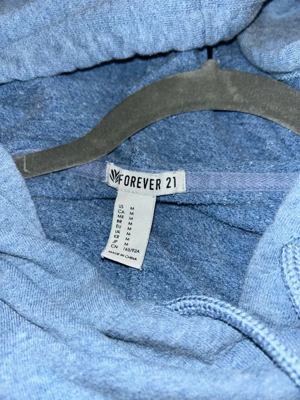 Forever 21 Cropped Hoodie Blue Sweatshirt - Image 5