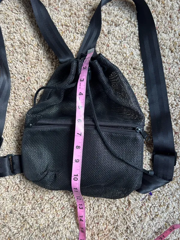 Black Mesh Drawstring Backpack - Image 6