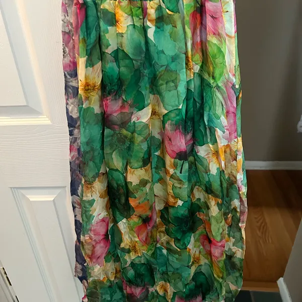 Le Ragazze (Made In Italy) Green Floral Dress, Size Small - Image 5