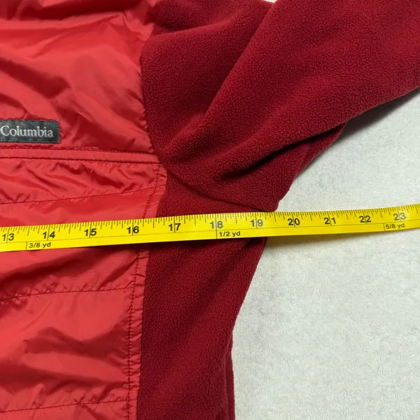 Columbia Women’s Red Fleece Hybrid Jacket Small Full Zip Insulated Outdoor - Image 6