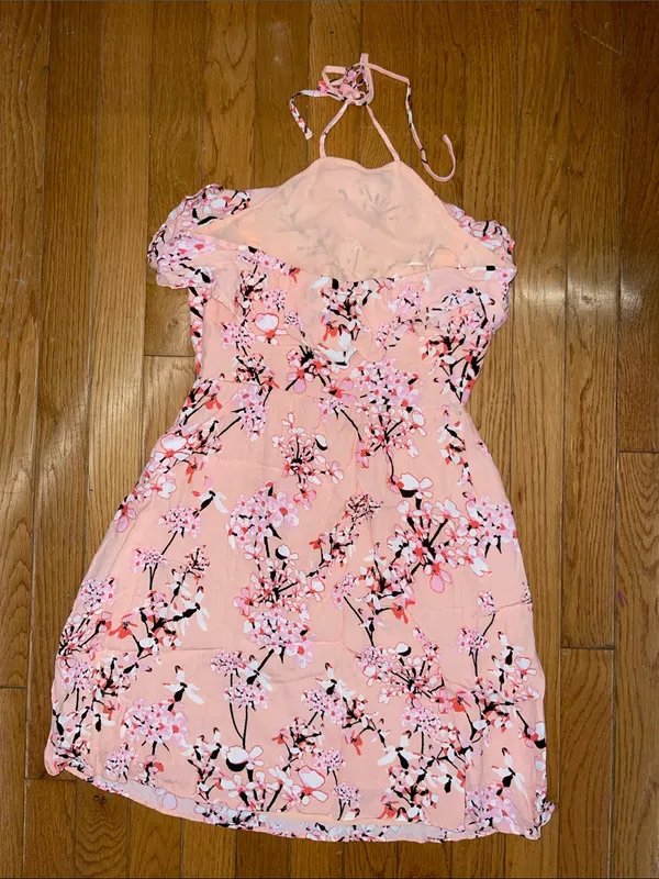 Pink Floral Halter Sundress Size 0 - Image 2
