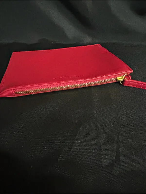 Ann Taylor Red Leather Zip Travel Cosmetic Money Pouch NWT - Image 6