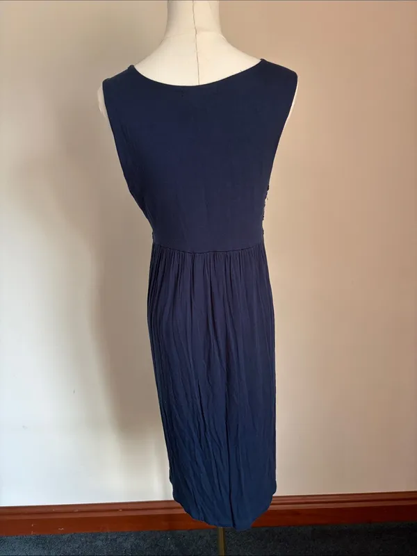 Design History Navy Rosette-Detail Sleeveless Midi Dress - Image 4