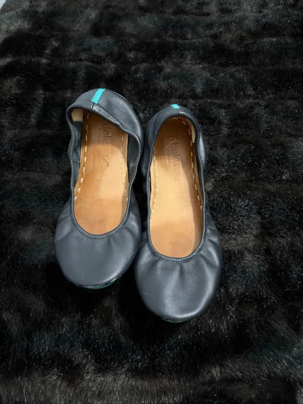 Tieks by Gavrieli Leather Ballet Flats Metallic Gray Women's Size 10 - Image 2