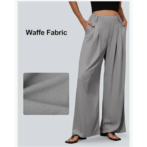 NEW High Waisted Career Waffle Dress Pants Trousers Pockets S - Image 4