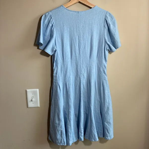 Universal Threads Button Front Mini Dress XS Light Blue Women Linen Blend - Image 7