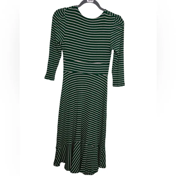 Anthropologie Maeve Green Striped Ribbed Knit Maxi Dress Small - Image 5