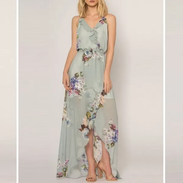 NWT LAVENDER BROWN Pink Racerback Wrap Maxi Dress Small - Image 10