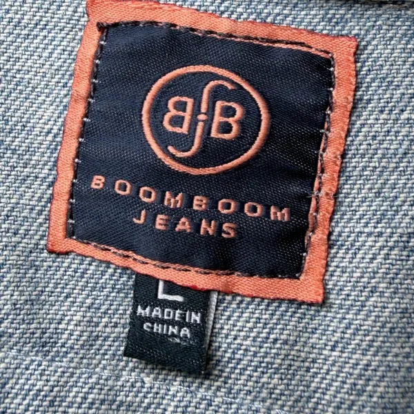 Boom Boom Jeans Womens Size Large Denim Jacket Blue Jean Boho Embroidered Fringe - Image 4