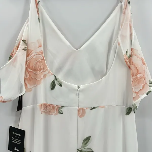 Lulus Take You There Floral Maxi Dress M NWT Ivory Off Shoulder Wedding Guest - Image 11