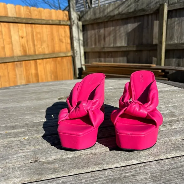 Open Edit Kaia Knot Platform Sandals in pink rouge size 7 hot summer spring‎ y2k - Image 2