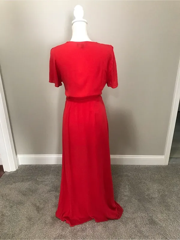 Lulus Much Obliged Red Wrap Maxi dress - Image 9