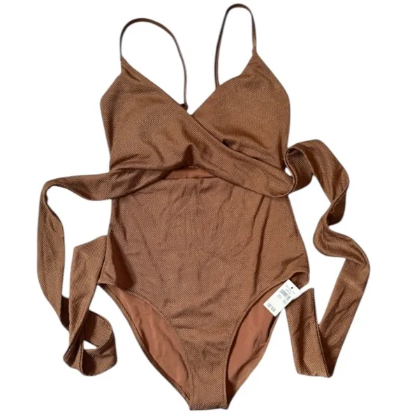 Aerie One Piece Shine Pique Wrap Swimsuit Cut Out Full Coverage Size Small NWT - Image 5