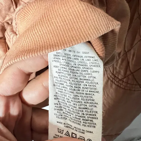 Anthropologie Hei Hei Quilted Bomber Jacket Medium Terracotta Linen Boho - Image 4