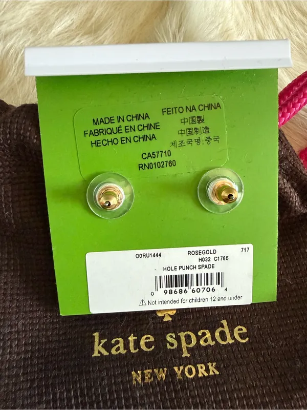 Kate Spade Rosegold Hole Punch Spade Pierced Earrings - Image 3