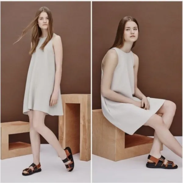 Wilfred Aritzia Faux Suede Shift Dress Charcoal‎ Grey Sleeveless Mini Pockets S - Image 7