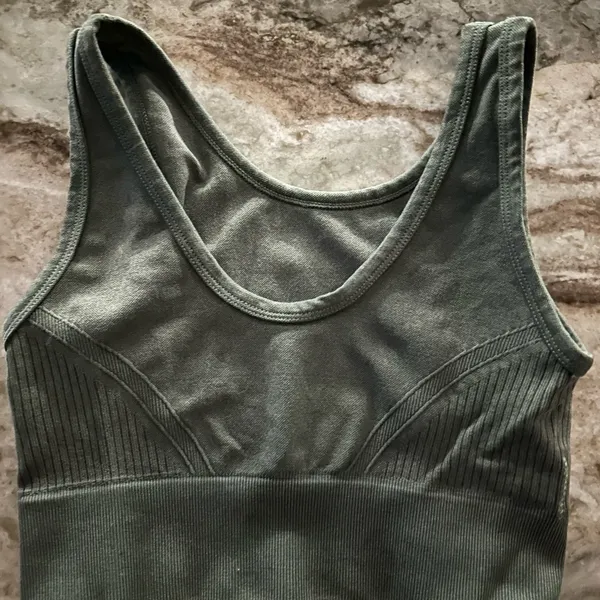 Ribbed Olive Sports Bra Green - Image 3