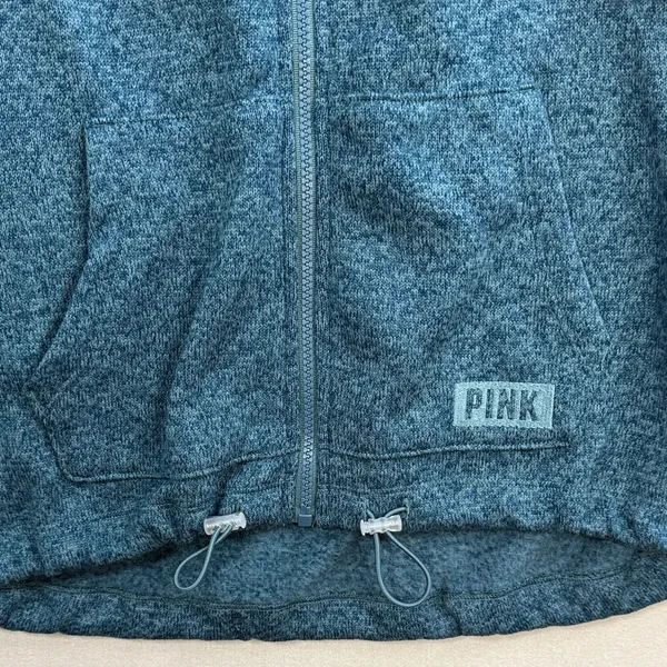 PINK Victoria's Secret Teal Zip-Up Sweater - Image 2