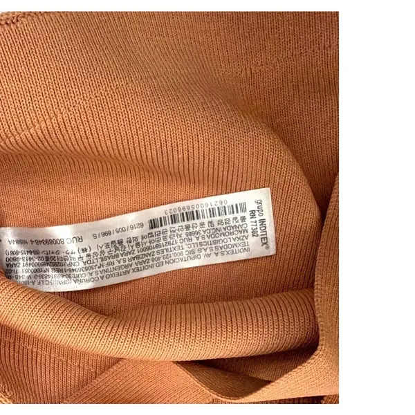 Zara Peach Orange Ribbed Knit Cut Out Crop Top Size Small - Image 4