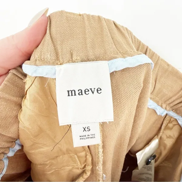 Anthropologie Maeve Pleat Front Trousers Women's Size XS Tan‎ Quiet Luxury - Image 7