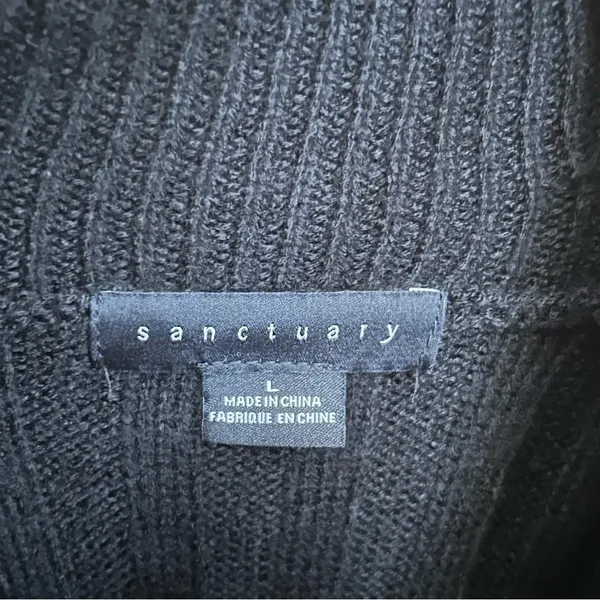 SANCTUARY Ribbed Long Sleeve Turtleneck Knit Sweater Acrylic Black Women’s Large - Image 3