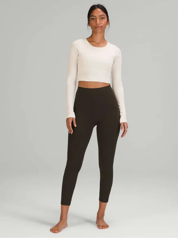 Lululemon ebb to street Women's Long-Sleeve White Ribbed Crop Top - Image 2