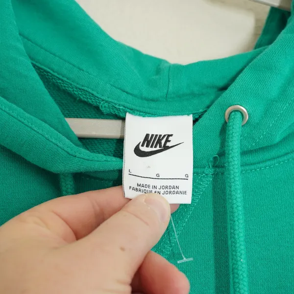 Nike Womens Size Large Green Blue Hoodie Sweatshirt Excellent Colorblock Varsity - Image 3