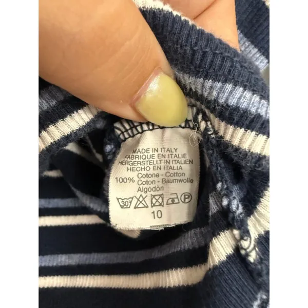 Brandy Melville Navy Striped Ribbed Crop Top Long Sleeve OS - Image 6