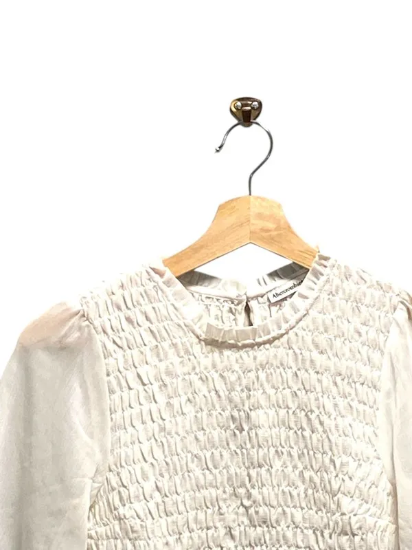 Abercrombie & Fitch Smocked Bodice Sheer Flutter Sleeve Blouse White Size XS - Image 5