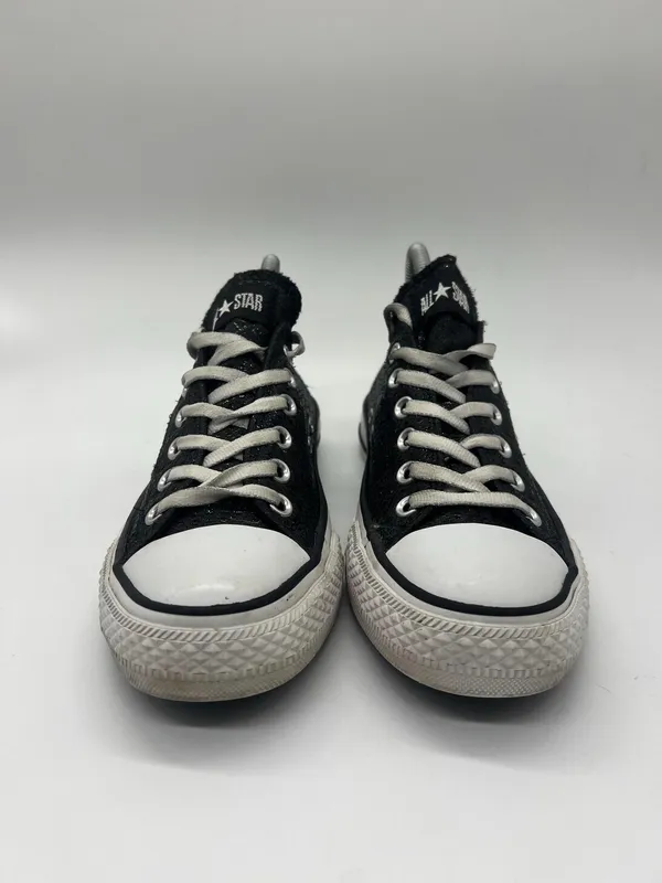 Converse Chuck Taylor All Star Shoes Womens Size 8 Black Glitter Sneakers - Image 2