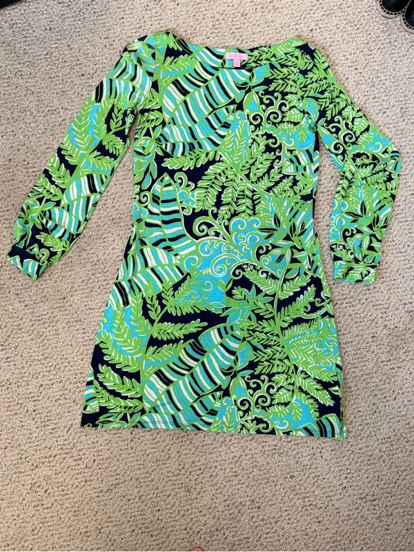Lilly‎ Pulitzer Ritchie Dress Hot Hot Hot Silk Cotton Blend Tropical Print Small - Image 2
