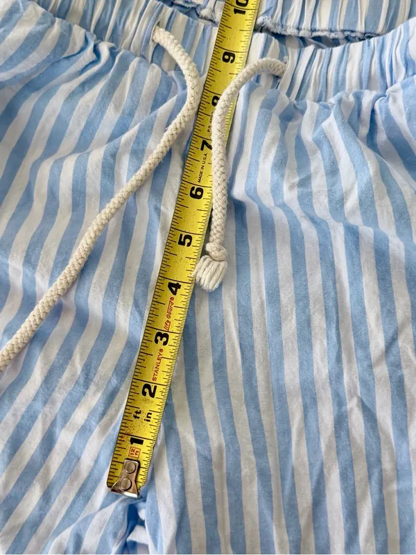 Source Unknown Blue & White Striped Cotton Wide Leg Beach Pants Size Small - Image 8